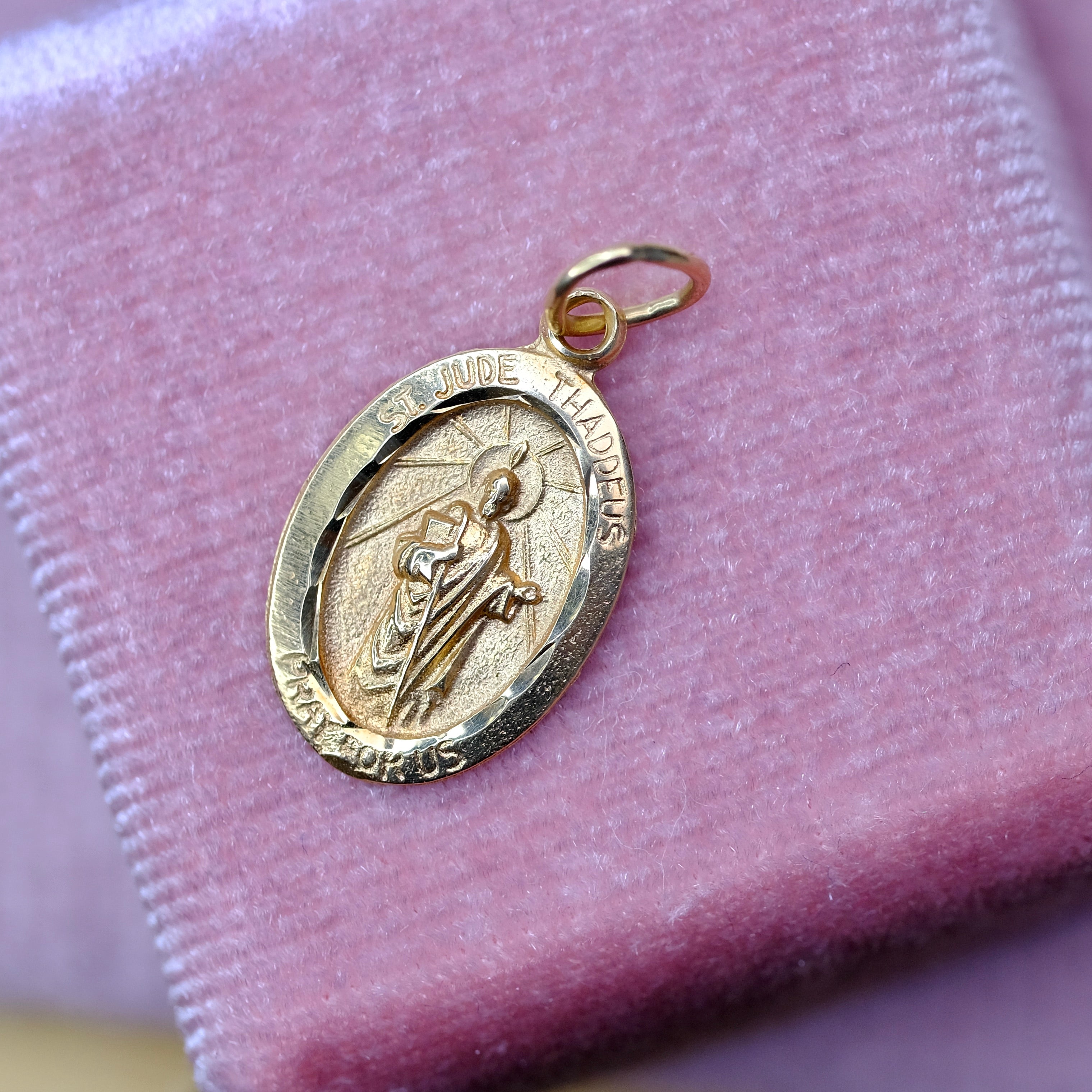Real 14K Yellow Gold San Judas / St. Jude Thaddeus Pendant