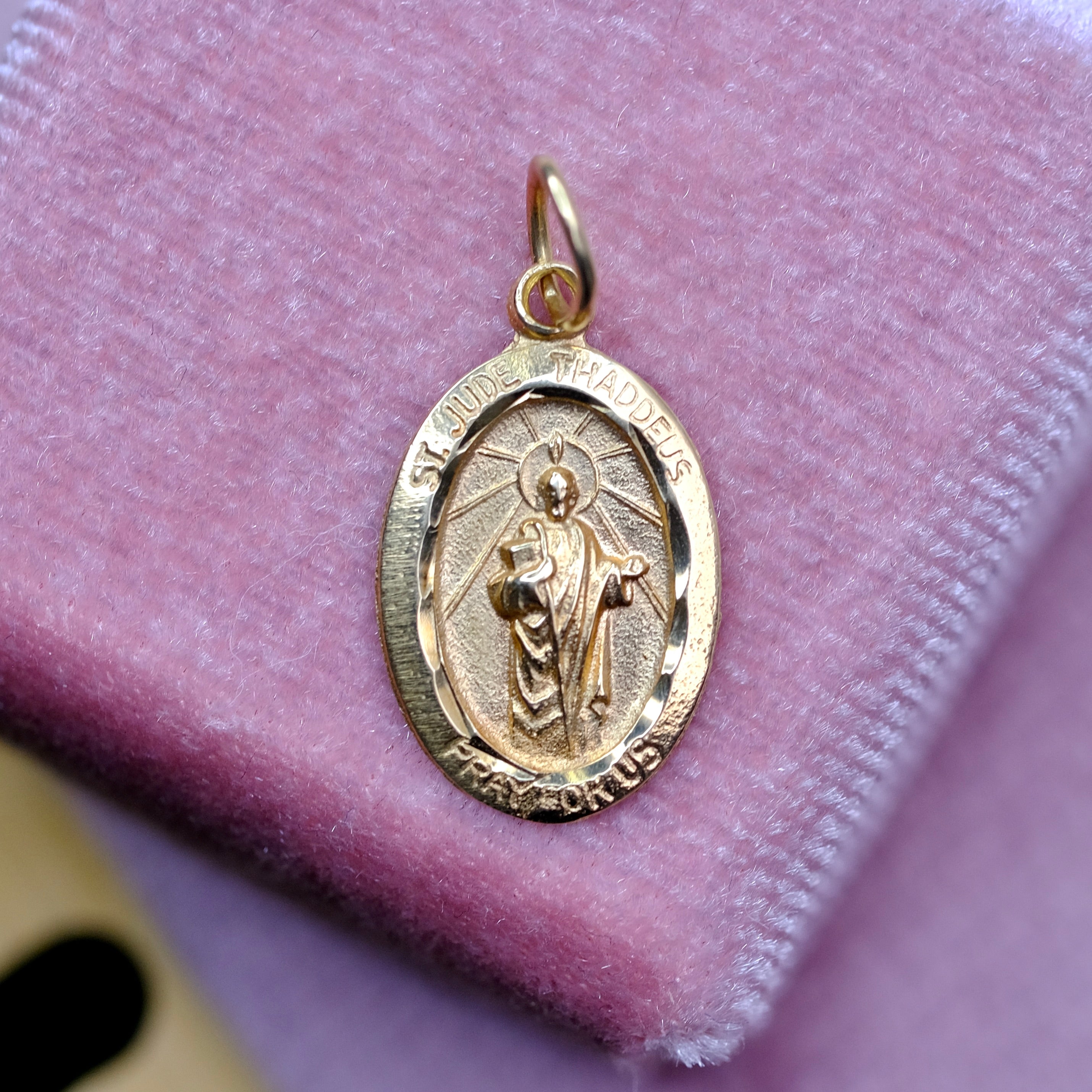 Real 14K Yellow Gold San Judas / St. Jude Thaddeus Pendant