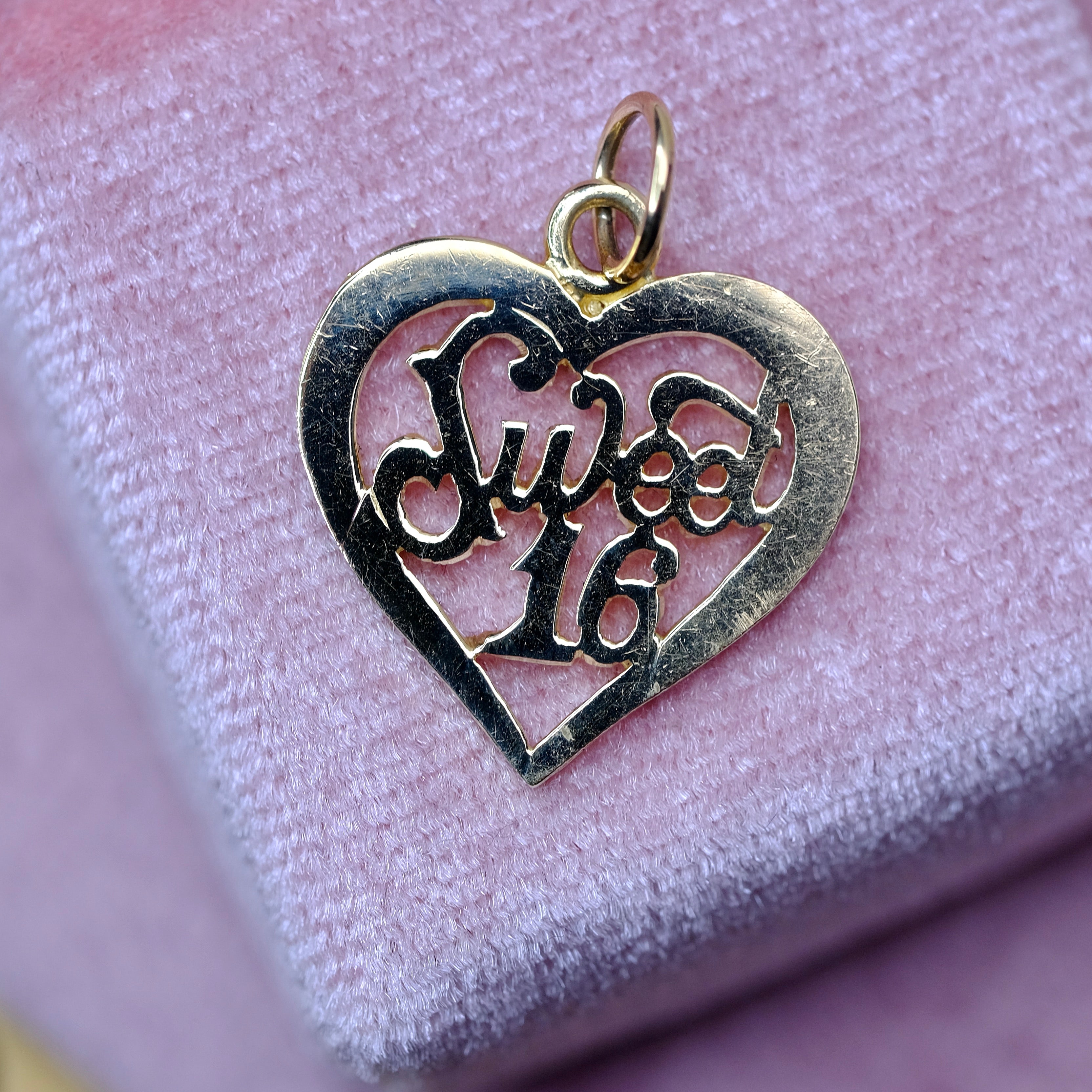 14K Real Yellow Gold Pendant "Sweet 16"