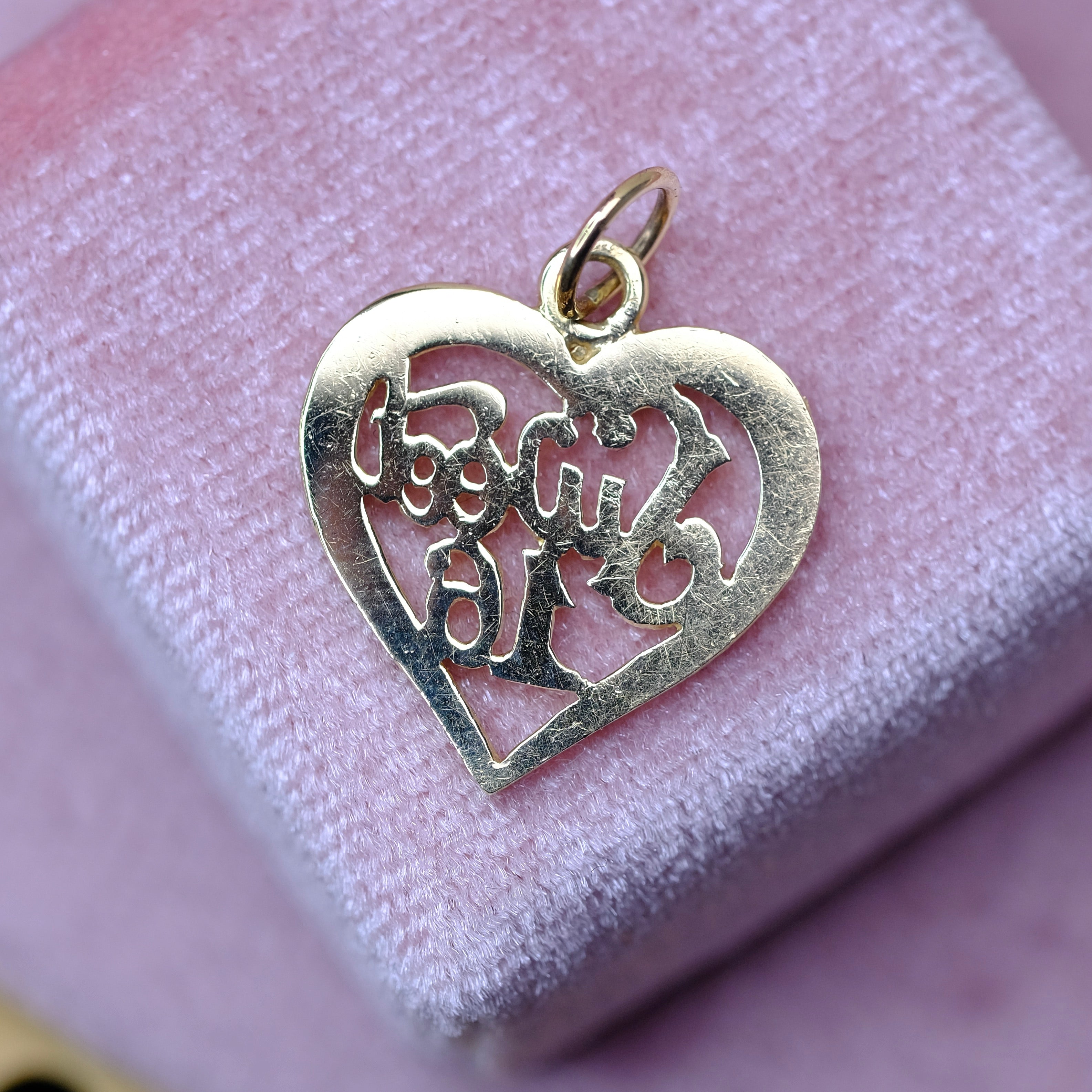 14K Real Yellow Gold Pendant "Sweet 16"