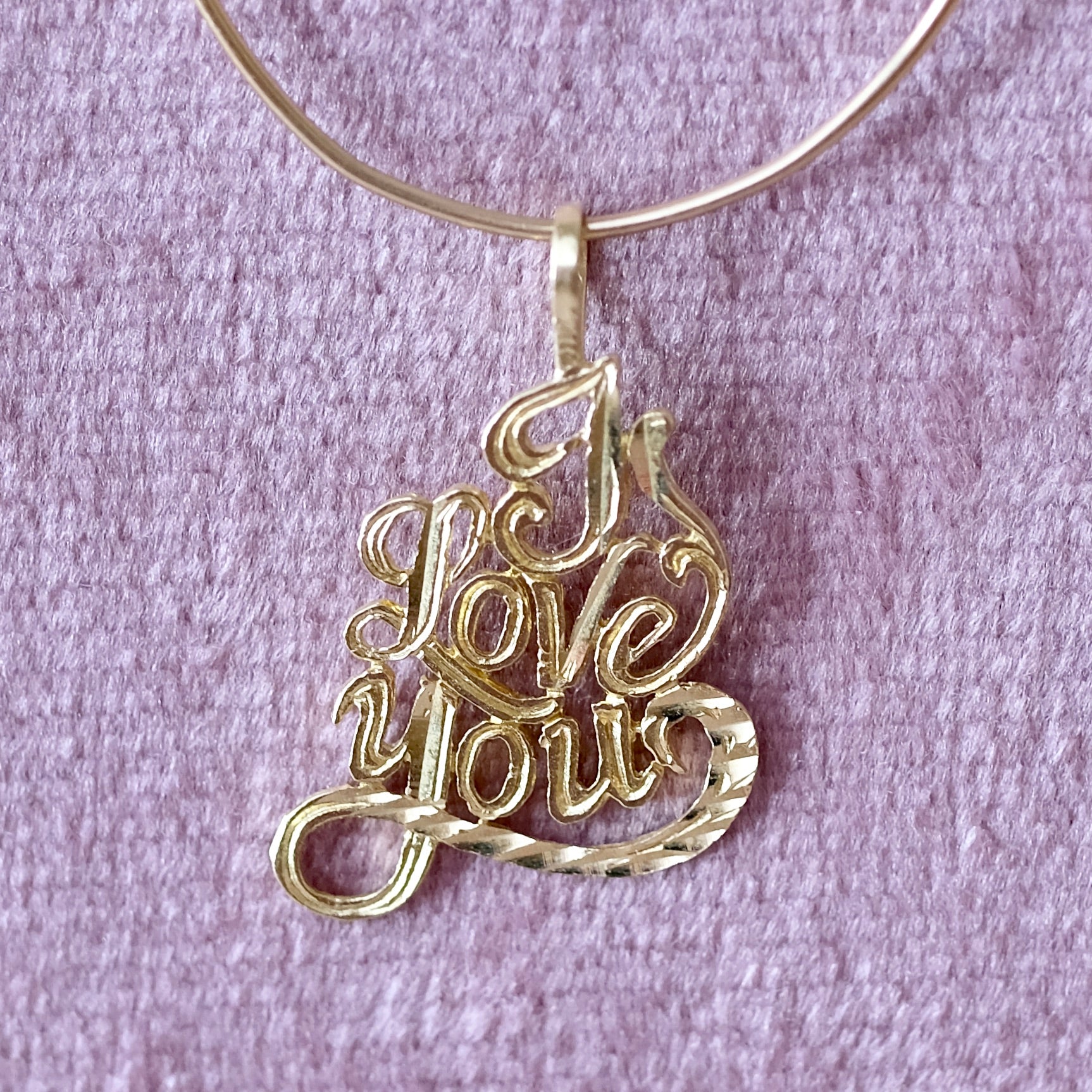 14K Yellow Gold Real Gold "I LOVE YOU" Pendant Perfect Birthday Gift