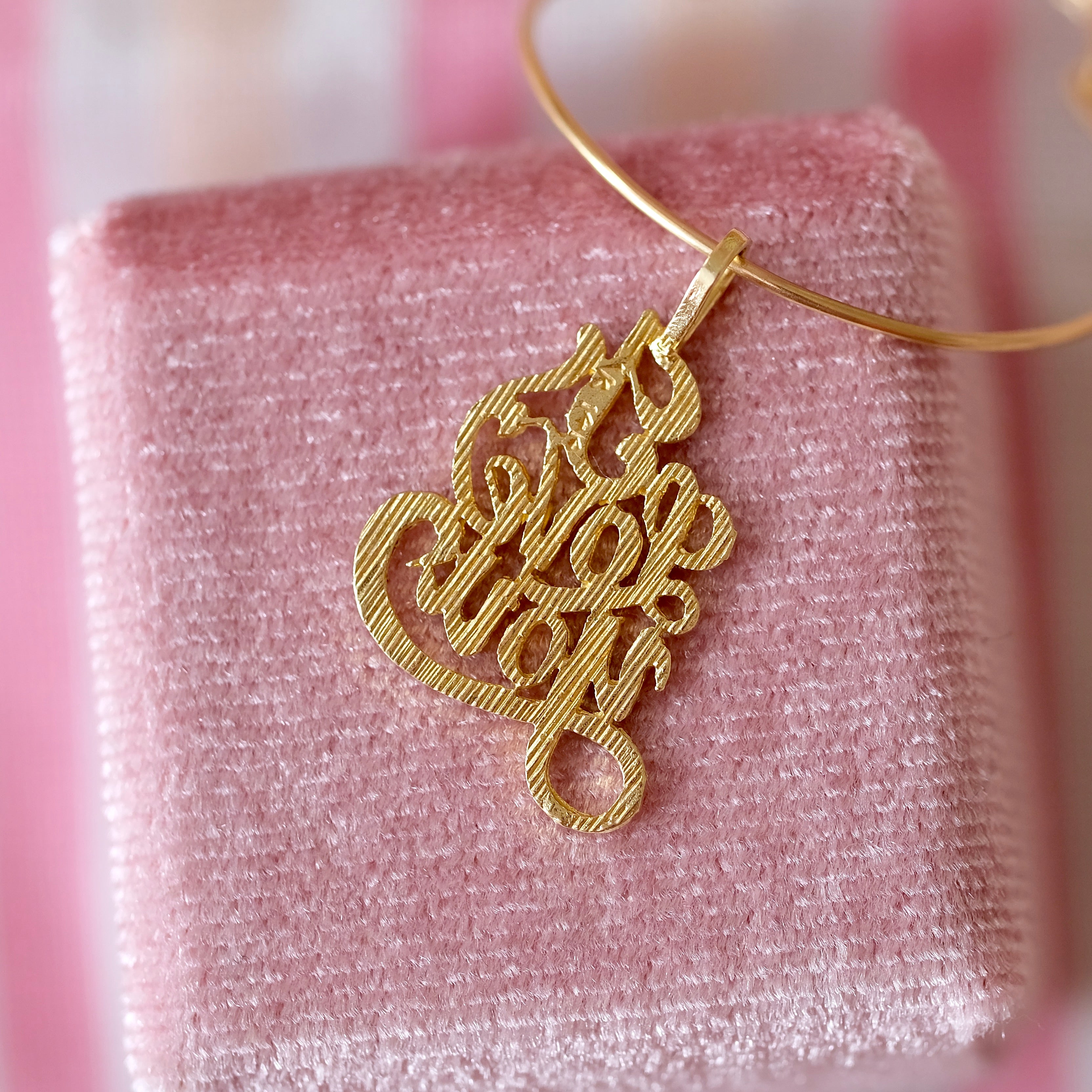 14K Yellow Gold Real Gold "I LOVE YOU" Pendant Perfect Birthday Gift