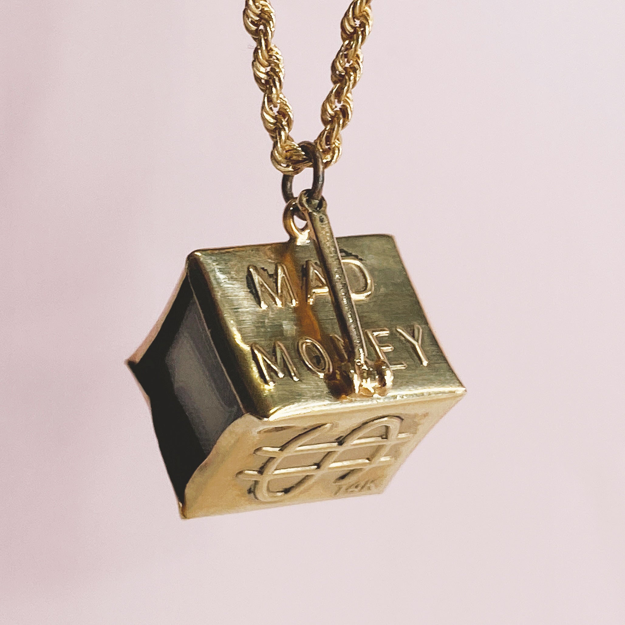 UNIQUE 14K Real Yellow Gold Mad Money Pendant/Charm "Emergency Money"