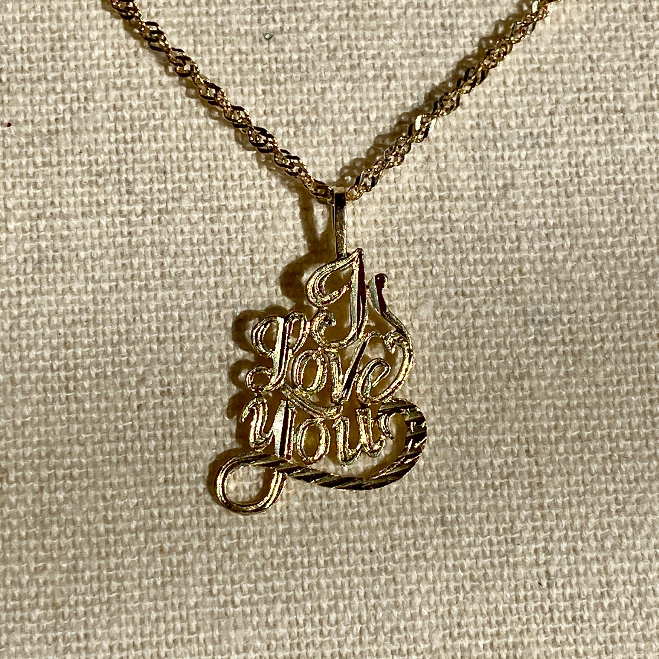 14K Yellow Gold Real Gold "I LOVE YOU" Pendant Perfect Birthday Gift