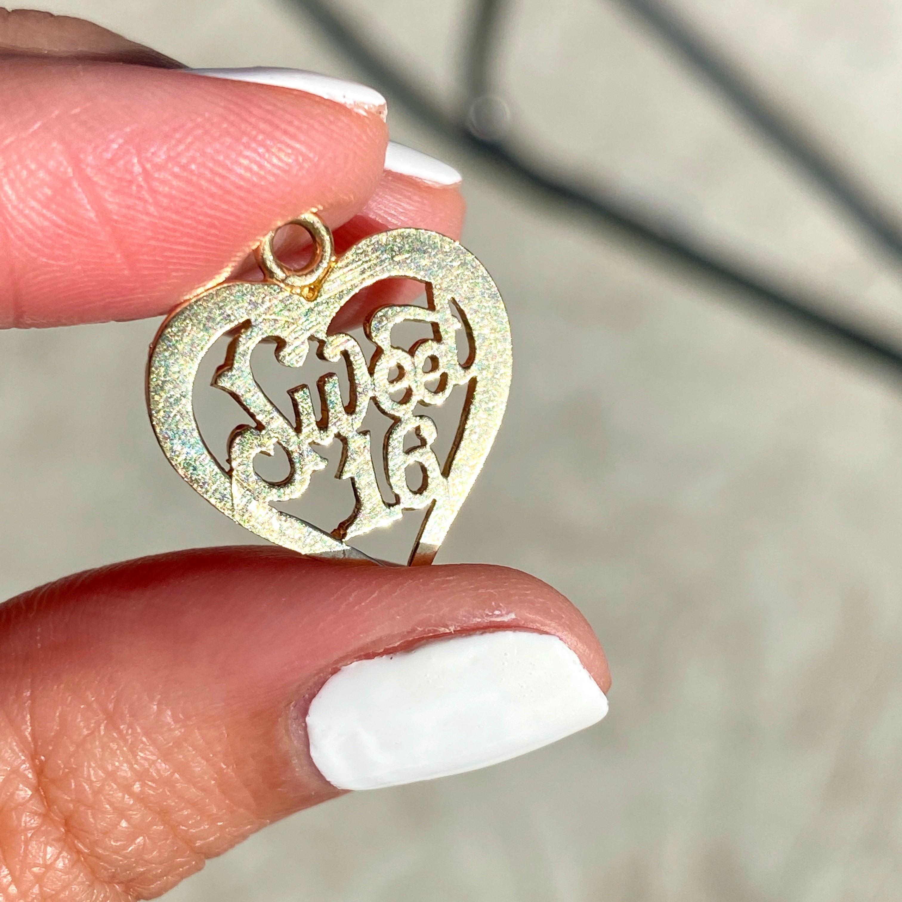 14K Real Yellow Gold Pendant "Sweet 16"