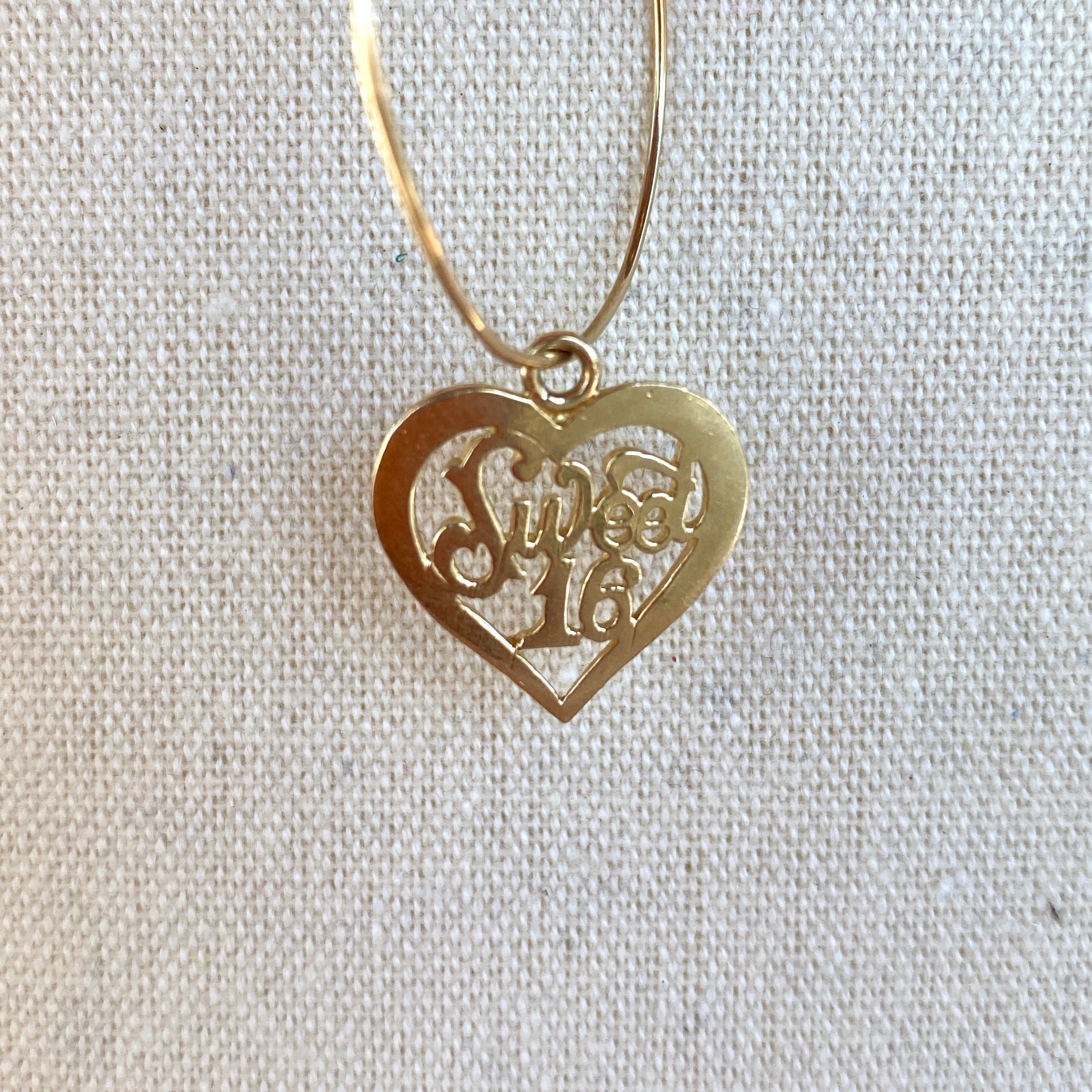 14K Real Yellow Gold Pendant "Sweet 16"