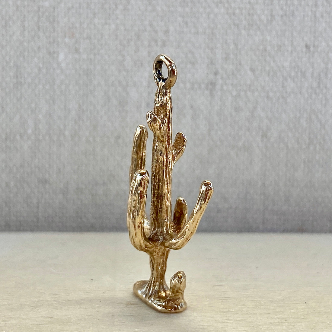 14K Yellow Gold 3D Cactus Pendant